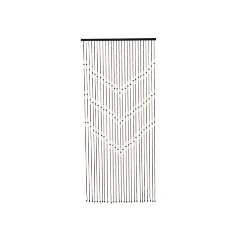 Cortina para puerta de bambú a rayas y barra de bambú 90 x 200 cm