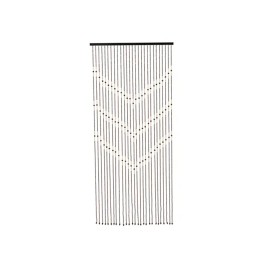 Cortina para puerta de bambú a rayas y barra de bambú 90 x 200 cm