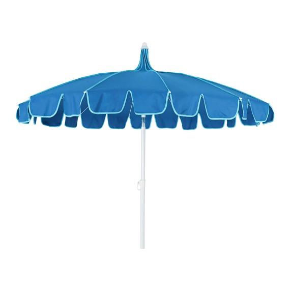 Parasol para jardín poliéster ø195 x 215 cm color azul ribete azul verde agua