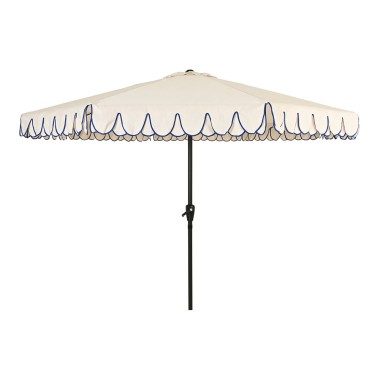 Parasol para jardín color beige ribete azul ø270 x 235 cm