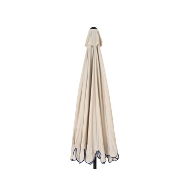 Parasol para jardín color beige ribete azul ø270 x 235 cm