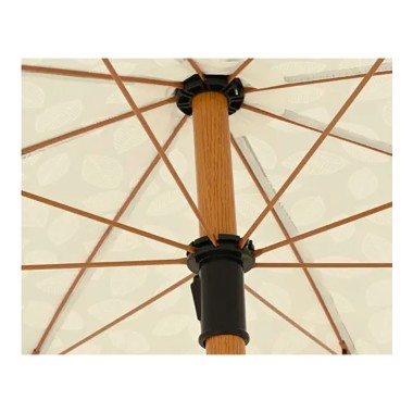Parasol para jardín ø180 cm, verde con diseño de hojas y flecos beige