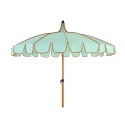 Parasol para jardín ø195 x 215 cm, verde agua con ribete coral