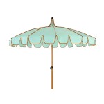 Parasol para jardín ø195 x 215 cm, verde agua con ribete coral