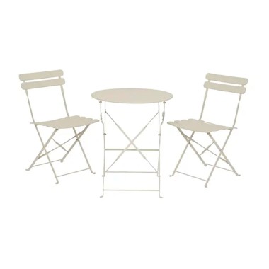 Conjunto de mesa y 2 sillas helsingborg, plegables, de acero, blanco