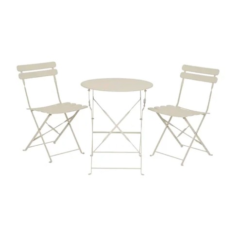 Conjunto de mesa y 2 sillas helsingborg, plegables, de acero, blanco