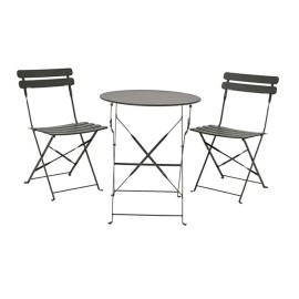 Conjunto de mesa y 2 sillas helsingborg, plegables, de acero, gris antracita