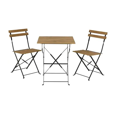 Conjunto de mesa y 2 sillas leeds, plegables, madera, marrón