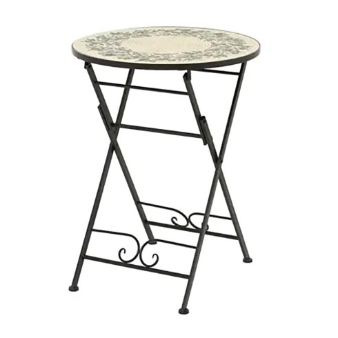 Mesa metálica/mosaico plegable atenas color negro para exterior ø58 x 75 cm