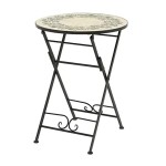 Mesa metálica/mosaico plegable atenas color negro para exterior ø58 x 75 cm