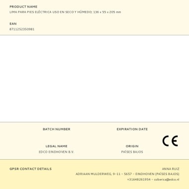 Lima para pies eléctrica 16 x 6 x 3,5 cm