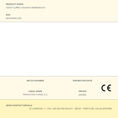 Casco curro-v blanco barboquejo, t.54 - 61 cm