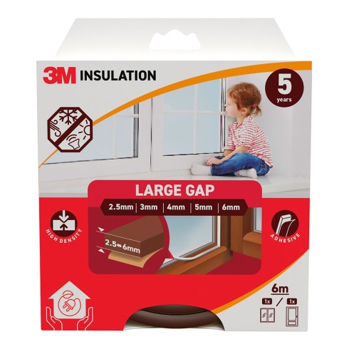 Burlete de aislamiento clásico para huecos grandes de 2,5 - 6 mm, marrón, 6 m