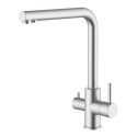 Grifo monomando de cocina caño alto osmosis, inox cepillado, 3 vías