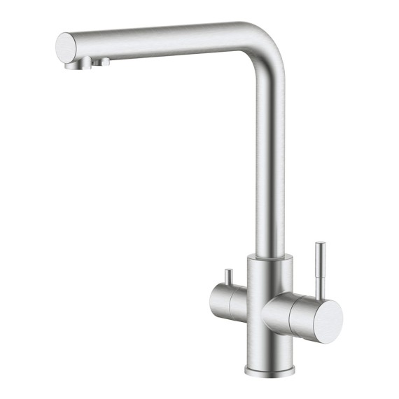 Grifo monomando de cocina caño alto osmosis, inox cepillado, 3 vías