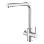 Grifo monomando de cocina caño alto osmosis, inox cepillado, 3 vías