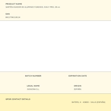 Sartén asador de aluminio fundido, daily pro, 28 cm