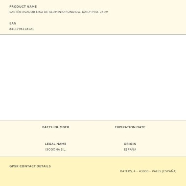 Sartén asador liso de aluminio fundido, daily pro, 28 cm