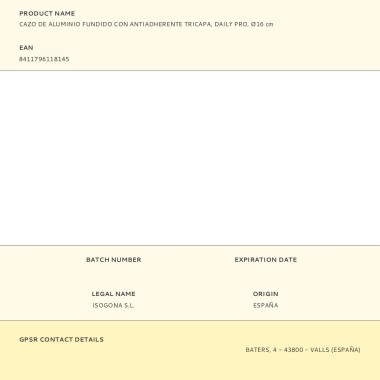 Cazo de aluminio fundido con antiadherente tricapa, daily pro, ø16 cm