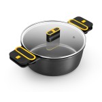 Cacerola alta de aluminio fundido con antiadherente tricapa con tapa de cristal, daily pro, ø20 cm