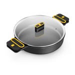 Olla baja de aluminio fundido con antiadherente tricapa con tapa de cristal, daily pro, ø28 cm