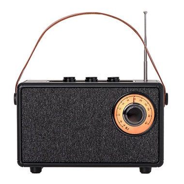 Radio fm recargable con bluetooth cr 1902 negra, 16 x 7 x 10,5 cm