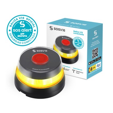 Baliza v16 de emergencia homologada conectada geolocalizable con dgt 3.0 sosv16