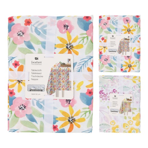 Mantel de poliéster con estampado de flores 180 x 130 cm