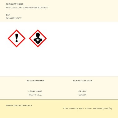 Anticongelante 30%, professional, 5 l, verde
