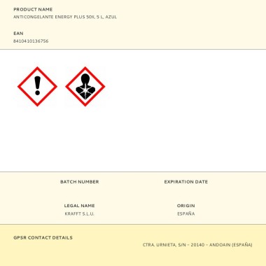Anticongelante energy plus 50%, professional, 5 l, azul