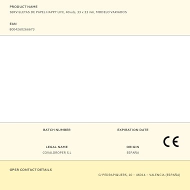 Servilletas de papel happy life, 40 uds, 33 x 33 cm, modelos variados