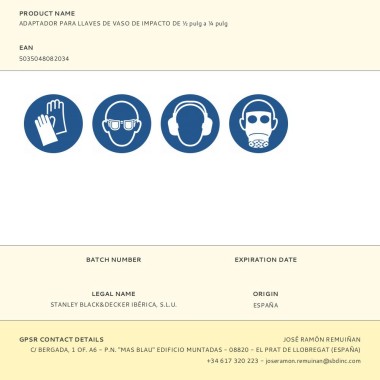Adaptador para llaves de vaso de impacto de ½ pulg a ¼ pulg