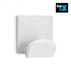 Colgador adhesivo blanco con base ade acero inoxidable 2078-2-000 (blister 2 unid.) inofix