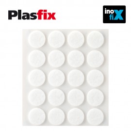 Pack 20 fieltros blancos sinteticos adhesivos ø17mm plasfix inofix