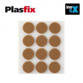 Pack 12 fieltros marron sinteticos adhesivos ø22mm plasfix inofix