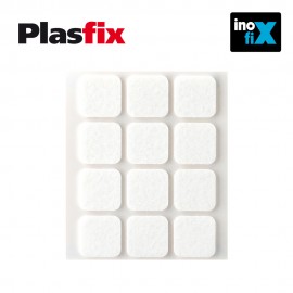 Pack 12 fieltros blancos sinteticos adhesivos 22x22mm plasfix inofix