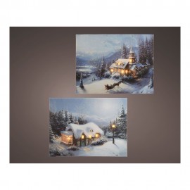 Cuadro led paisajes de invierno 2 modelos surtidos 58x38x1,5cm 6 leds