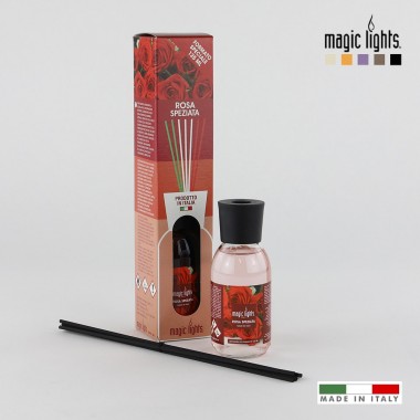 Difusor aroma mikado  rosa especiada 125ml. magic lights