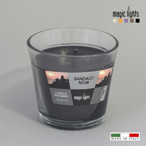 Vela perfumada vaso vidrio sándalo 150gr. magic lights