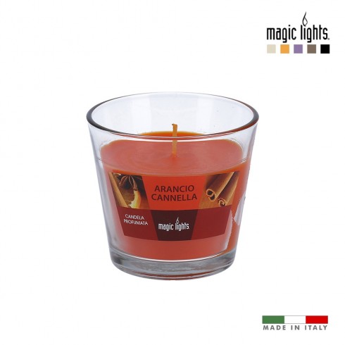 Vela perfumada vaso vidrio naranja-canela 150gr. magic lights