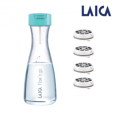 Botella de agua filtracion instantanea flow'ngo laica 1,25lt (incluye 4 filtros) b01aa01