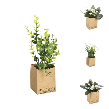 Planta decorativa con maceta papel 7x6,5x21cm modelos surtidos