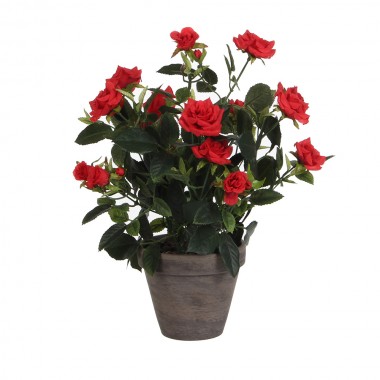 Rosal rojo pvc en maceta gris d11.5cm-h33xd25cm