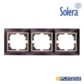 Marco para 3 elementos horizontal marco negro y aro perla 225x81x10mm serie europa solera erp73nu