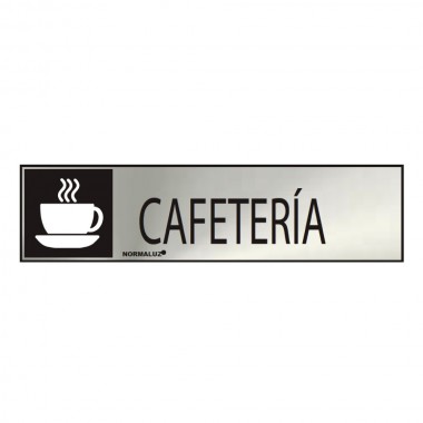 Cartel informativo "cafeteria" (inox adhesivo 0.8mm)  5x20cm