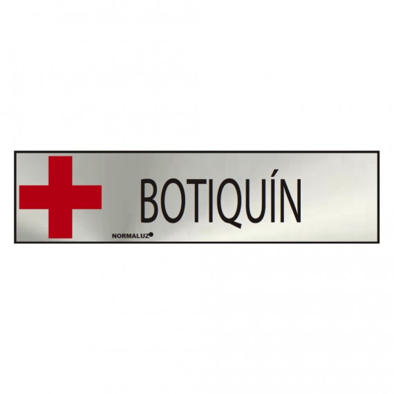 Cartel informativo "botiquin" (inox adhesivo 0.8mm)  5x20cm