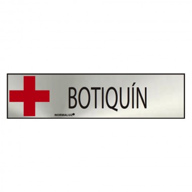 Cartel informativo "botiquin" (inox adhesivo 0.8mm)  5x20cm