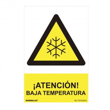 Señal peligro "atencion baja temperatura" (pvc 0.7mm)  30x40cm