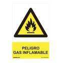 Señal peligro "peligro gas inflamable" (pvc 0.7mm)  30x40cm