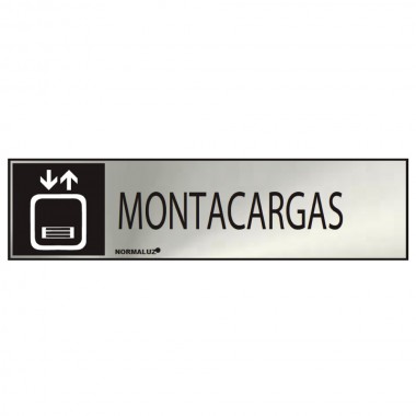 Cartel informativo "montacargas" (inox adhesivo 0.8mm)  5x20cm